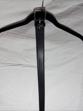 BOSS Black Leather Belt with Silver Buckle size 44
